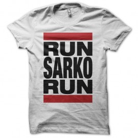 Shirt humour Run Sarko Run parodie Run DMC blanc pour homme et femme
