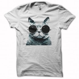Shirt lenon cat glasses blanc pour homme et femme