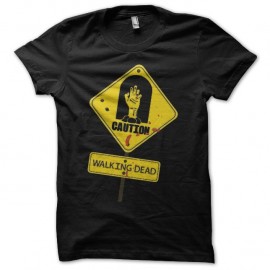 Shirt The Walking Dead caution sign noir pour homme et femme