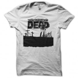 Shirt cimetière de la série walking dead blanc pour homme et femme