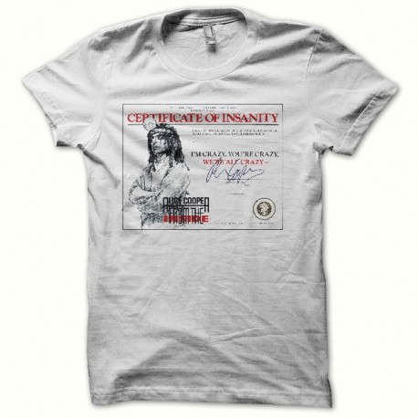 Shirt Alice Cooper certificate of insanity blanc pour homme et femme