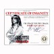 Shirt Alice Cooper certificate of insanity blanc pour homme et femme