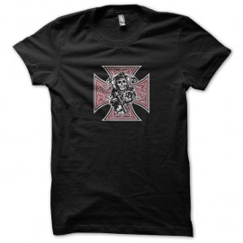 Shirt noir avec logo Sons Of Anarchy Croix de malte en noir pour homme et femme