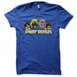 Shirt Angry Beatles parodie Angry Birds bleu royal pour homme et femme
