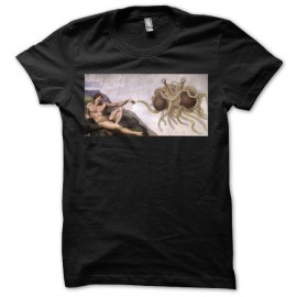 Shirt Pastafarisme Flying Spaghetti Monster sur Shirt noir pour homme et femme
