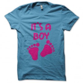 Shirt Baby footprint It's a Boy bleu turquoise pour homme et femme