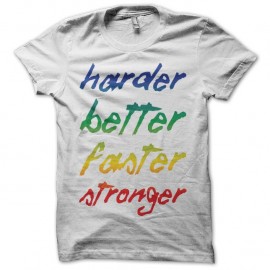 Shirt Daft Punk Harder Better Faster Stronger blanc pour homme et femme