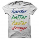 Shirt Daft Punk Harder Better Faster Stronger blanc pour homme et femme