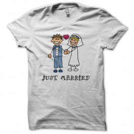 Shirt Just Married kid cartoon blanc pour homme et femme