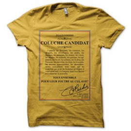 Shirt Coluche candidat jaune pour homme et femme