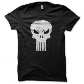 Shirt Punisher vintage grungy blanc/noir pour homme et femme