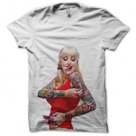 Shirt tatoo master pin up trash blanc pour homme et femme