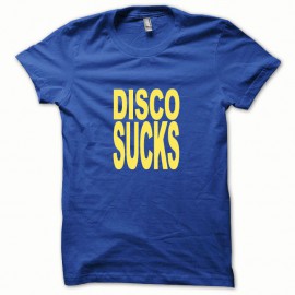 Shirt Disco Sucks jaune/bleu royal pour homme et femme