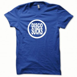 Shirt Disco Sucks blanc/bleu royal pour homme et femme