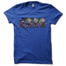 Shirt Son Goku evolution pixel art bleu pour homme et femme
