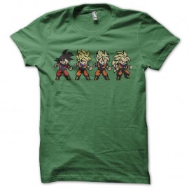 Shirt Son Goku evolution pixel art vert pour homme et femme