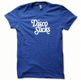 Shirt Disco Sucks blanc/bleu royal pour homme et femme